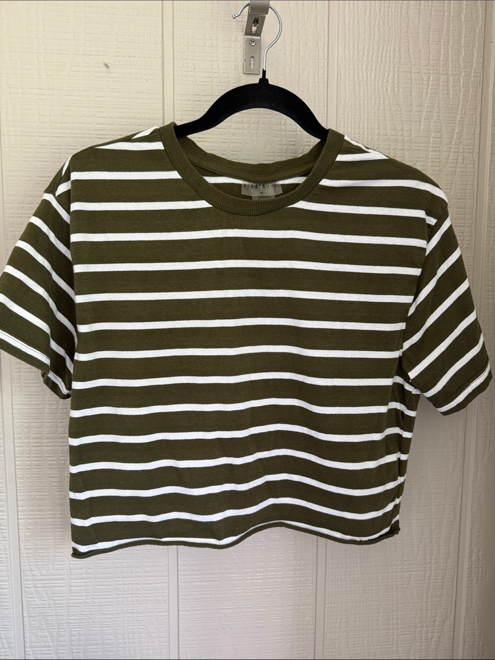 eye candy Olive & White Striped Crop Tee